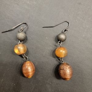 Brown and gold beaded earrings